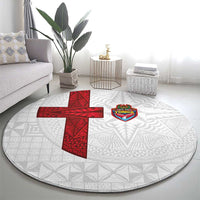 Tonga Ngatu Art Rugby Mate Ma'a Round Carpet - Polynesian Pride