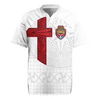Custom Tonga Ngatu Art Rugby Mate Ma'a Rugby Jersey LT03 White - Polynesian Pride