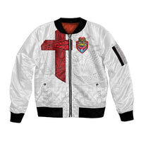 Custom Tonga Ngatu Art Rugby Mate Ma'a Sleeve Zip Bomber Jacket - Polynesian Pride