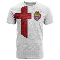 Custom Tonga Ngatu Art Rugby Mate Ma'a T Shirt LT03 White - Polynesian Pride