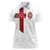 Custom Tonga Ngatu Art Rugby Mate Ma'a Women Polo Shirt LT03 Female White - Polynesian Pride