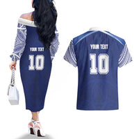Custom Samoa Rugby Couples Matching Off The Shoulder Long Sleeve Dress and Hawaiian Shirt Pacific Motifs LT03 - Polynesian Pride