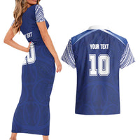 Custom Samoa Rugby Couples Matching Short Sleeve Bodycon Dress and Hawaiian Shirt Pacific Motifs LT03 - Polynesian Pride