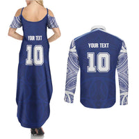 Custom Samoa Rugby Couples Matching Summer Maxi Dress and Long Sleeve Button Shirt Pacific Motifs LT03 - Polynesian Pride