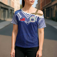 Custom Samoa Rugby Cross Shoulder Shirt Pacific Motifs LT03 - Polynesian Pride