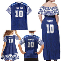 Custom Samoa Rugby Family Matching Off Shoulder Maxi Dress and Hawaiian Shirt Pacific Motifs LT03 - Polynesian Pride