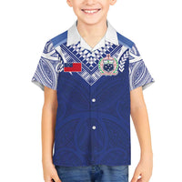 Custom Samoa Rugby Family Matching Off Shoulder Short Dress and Hawaiian Shirt Pacific Motifs - Polynesian Pride
