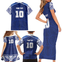 Custom Samoa Rugby Family Matching Short Sleeve Bodycon Dress and Hawaiian Shirt Pacific Motifs LT03 - Polynesian Pride