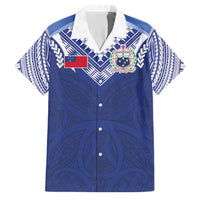 Custom Samoa Rugby Family Matching Summer Maxi Dress and Hawaiian Shirt Pacific Motifs LT03 Dad's Shirt - Short Sleeve Blue - Polynesian Pride