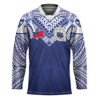 Custom Samoa Rugby Hockey Jersey Pacific Motifs LT03 Unisex Blue - Polynesian Pride