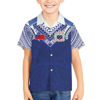 Custom Samoa Rugby Kid Hawaiian Shirt Pacific Motifs LT03 Kid Blue - Polynesian Pride