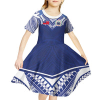 Custom Samoa Rugby Kid Short Sleeve Dress Pacific Motifs LT03 - Polynesian Pride
