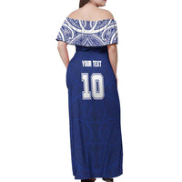 Custom Samoa Rugby Off Shoulder Maxi Dress Pacific Motifs - Polynesian Pride