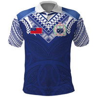 Custom Samoa Rugby Polo Shirt Pacific Motifs LT03 Blue - Polynesian Pride