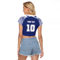 Custom Samoa Rugby Raglan Cropped T Shirt Pacific Motifs LT03 - Polynesian Pride