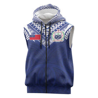 Custom Samoa Rugby Sleeveless Zip Hoodie Pacific Motifs LT03 Blue - Polynesian Pride