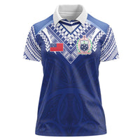 Custom Samoa Rugby Women Polo Shirt Pacific Motifs LT03 Female Blue - Polynesian Pride