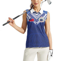 Custom Samoa Rugby Women Sleeveless Polo Shirt Pacific Motifs - Polynesian Pride