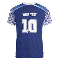 Custom Samoa Rugby Women V-Neck T-Shirt Pacific Motifs LT03 - Polynesian Pride