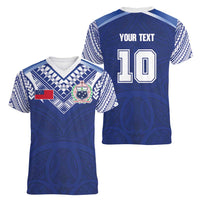 Custom Samoa Rugby Women V-Neck T-Shirt Pacific Motifs LT03 - Polynesian Pride