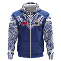 Custom Samoa Rugby Zip Hoodie Pacific Motifs - Polynesian Pride