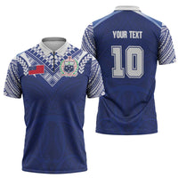 Custom Samoa Rugby Zipper Polo Shirt Pacific Motifs LT03 - Polynesian Pride