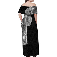 Samoan Tatau Family Matching Off Shoulder Maxi Dress and Hawaiian Shirt Art Tribal Traditional Tattoos - Polynesian Pride