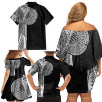 Samoan Tatau Family Matching Off Shoulder Short Dress and Hawaiian Shirt Art Tribal Traditional Tattoos - Polynesian Pride
