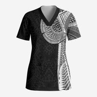 Samoan Tatau Scrub Top Art Tribal Traditional Tattoos LT03 Adult Black - Polynesian Pride