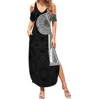 Samoan Tatau Summer Maxi Dress Art Tribal Traditional Tattoos LT03 Women Black - Polynesian Pride