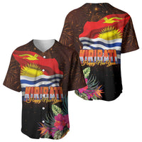 Kiribati Flag and Fireworks Baseball Jersey First Place Welcome the New Year LT03 - Polynesian Pride