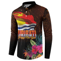 Kiribati Flag and Fireworks Button Sweatshirt First Place Welcome the New Year - Polynesian Pride