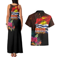 Kiribati Flag and Fireworks Couples Matching Tank Maxi Dress and Hawaiian Shirt First Place Welcome the New Year - Polynesian Pride