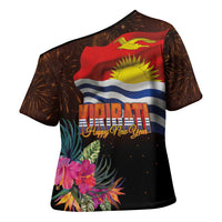 Kiribati Flag and Fireworks Cross Shoulder Shirt First Place Welcome the New Year LT03 - Polynesian Pride