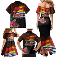 Kiribati Flag and Fireworks Family Matching Mermaid Dress and Hawaiian Shirt First Place Welcome the New Year - Polynesian Pride