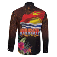Kiribati Flag and Fireworks Family Matching Off The Shoulder Long Sleeve Dress and Hawaiian Shirt First Place Welcome the New Year - Polynesian Pride