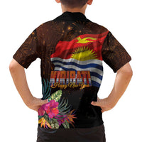 Kiribati Flag and Fireworks Family Matching Off Shoulder Short Dress and Hawaiian Shirt First Place Welcome the New Year - Polynesian Pride