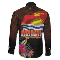 Kiribati Flag and Fireworks Family Matching Short Sleeve Bodycon Dress and Hawaiian Shirt First Place Welcome the New Year - Polynesian Pride