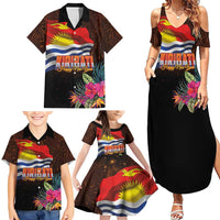 Kiribati Flag and Fireworks Family Matching Summer Maxi Dress and Hawaiian Shirt First Place Welcome the New Year - Polynesian Pride