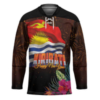 Kiribati Flag and Fireworks Hockey Jersey First Place Welcome the New Year LT03 Unisex Black - Polynesian Pride