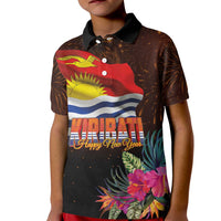 Kiribati Flag and Fireworks Kid Polo Shirt First Place Welcome the New Year LT03 Kid Black - Polynesian Pride