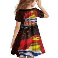 Kiribati Flag and Fireworks Kid Short Sleeve Dress First Place Welcome the New Year LT03 - Polynesian Pride