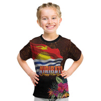 Kiribati Flag and Fireworks Kid T Shirt First Place Welcome the New Year LT03 Black - Polynesian Pride