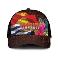 Kiribati Flag and Fireworks Mesh Trucker Cap First Place Welcome the New Year LT03 One Size Black Black - Polynesian Pride
