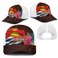 Kiribati Flag and Fireworks Mesh Trucker Cap First Place Welcome the New Year LT03 - Polynesian Pride