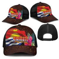 Kiribati Flag and Fireworks Mesh Trucker Cap First Place Welcome the New Year LT03 - Polynesian Pride