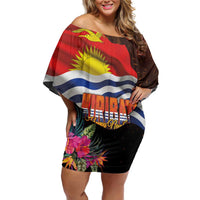 Kiribati Flag and Fireworks Off Shoulder Short Dress First Place Welcome the New Year - Polynesian Pride