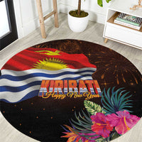 Kiribati Flag and Fireworks Round Carpet First Place Welcome the New Year - Polynesian Pride