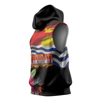 Kiribati Flag and Fireworks Sleeveless Hoodie First Place Welcome the New Year - Polynesian Pride