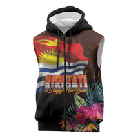 Kiribati Flag and Fireworks Sleeveless Zip Hoodie First Place Welcome the New Year LT03 Black - Polynesian Pride